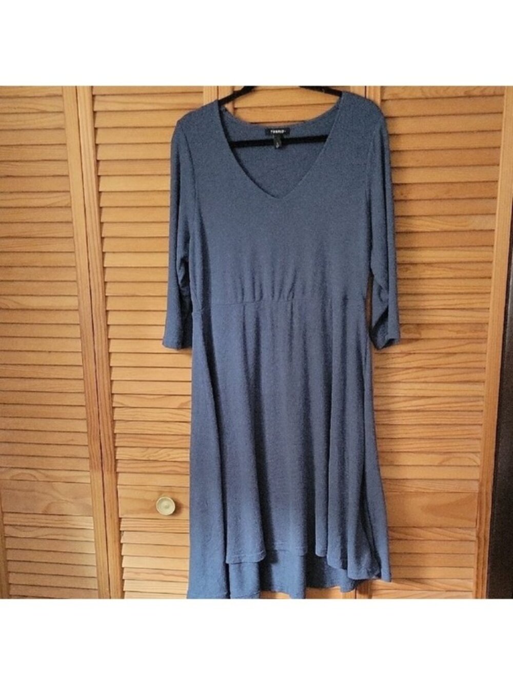 Torrid Blue Soft 3/4 Sleeve V-Neck Fit & Flare Empire Waist Hilo Dress Size 2